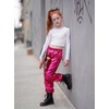 image:imageStelle Girls Metallic Cargo Pants Shiny Hip Hop Dance Joggers Sparkly Stretchy Wide Leg Street Pants for Kids 415 YearsMetal Fuchsia