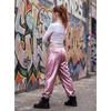 image:imageStelle Girls Metallic Cargo Pants Shiny Hip Hop Dance Joggers Sparkly Stretchy Wide Leg Street Pants for Kids 415 YearsMetal Pink