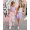 image:imageStelle Girls Metallic Dance Tops Sparkly Crew Neck Crop Tank Tops Shiny Sleeveless Racerback Dancewear for GymnasticsLavender