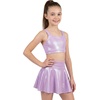 image:imageStelle Girls Shiny Metallic Crop Tank Tops Sparkly Scoop Neck Dance Tops Sleeveless Cross Back Dancewear for Gymnastics PartyLavender