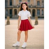 image:imageStelle Girls Skirt Casual Flare Plain Pleated Stretch Waist Skater Skirts Uniform Skorts with Built in Shorts 415 YearsRed