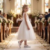 image:imageStelle Girls Wedding Dress Shoes Ballet Flats Flower Party Mary Jane with Beaded Straps ToddlerLittleBig KidsWhite