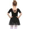 image:imageStelle Puff Sleeve Ballet Leotards for Girls with Sparkly Tutu Skirted Toddler Dance Dress Outfit03short Sleeveblack