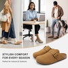 image:imageStelle Suede Clogs for Women Men Potato Shoes with Arch Support Leather Cork Footbed Mules Slip on Home SlippersCaramel