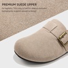 image:imageStelle Suede Clogs for Women Men Potato Shoes with Arch Support Leather Cork Footbed Mules Slip on Home SlippersTaupeleather