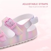 image:imageStelle Toddler Girls Adjustable Buckle Open Toe Sandals  HookandLoop Heel Strap Lightweight Construction Comfortable Fit Flexible Movement Summer Everyday Wear Toddler to Big KidsRainbow