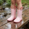 image:imageStelle Toddler Rain Boots for Girls  Waterproof Flexible cozy Lightweight EasyOn Heart Handles NonSlip sole Rain puddle play everyday wear Toddler to big kidsLight Pink