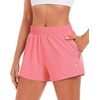 image:imageStelle Womens 35 High Waisted Running Shorts QuickDry Gym Shorts Workout Athletic Shorts Mesh Liner with Zipper PocketsCoral