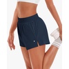 image:imageStelle Womens 35 High Waisted Running Shorts QuickDry Gym Shorts Workout Athletic Shorts Mesh Liner with Zipper PocketsNavy