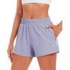 image:imageStelle Womens 35 High Waisted Running Shorts QuickDry Gym Shorts Workout Athletic Shorts Mesh Liner with Zipper PocketsPurple Haze