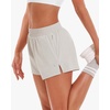 image:imageStelle Womens 35 High Waisted Running Shorts QuickDry Gym Shorts Workout Athletic Shorts Mesh Liner with Zipper PocketsSandy Grey