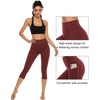 image:imageStelle Womens Capri Yoga Pants with Pockets Essential High Waisted Leggings for WorkoutBurgundy