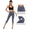 image:imageStelle Womens Capri Yoga Pants with Pockets Essential High Waisted Leggings for WorkoutCotton Like Softnessgrey Blue