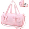 image:imageSTELLE Dance Bag for Girls Pink Gymnastics Duffle Bag with Shoe Compartment Kids Cheer Bags Ballet Gifts Sports Gym TravelPink GinghamFPink Gingham