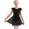 image:imageStelle Ballet Leotards for Girls Dance Leotard with Skirt Toddler Pink Ballet Outfit Ruffle Sleeve Kids Dance Dress2black