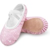 image:imageStelle Ballet Shoes for Girls Glitter  Metallic Faux Leather Ballet Slippers Dance Shoes for ToddlerLittleBig KidsDusty Pink