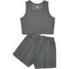 image:imageStelle Girls 2 Piece Outfits Tank Top and Shorts with Pockets 515 Years  Girls Ribbed TopsCrop TopsScoop NeckSleeveless TopsElastic Waist ShortsBow WaistSide PocketsCharcoal