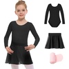 image:imageStelle Girls Ballet Leotards Toddler Dance Outfit Combo with Pull on Skirt and Tights ToddlerLittle KidBig Kid04blacklong Sleeve