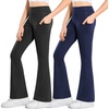 image:imageStelle Girls Flare Leggings with Pockets High Waisted Bootcut Yoga Pants Kids Dance Bell Bottoms Leggings15c5blackNavy
