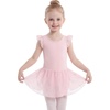 image:imageStelle Girls Flutter Sleeve Ballet Leotards Toddler Shimmering Dance Outfits Sequin Tutu Skirted Leotard Ballerina DressBallet Pink
