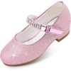 image:imageStelle Girls Mary Jane Dress Shoes Low Heel Glitter Patent Bow Kids Party Wedding Flower Girl School ShoesToddlerLittleBig KidGlitter Mary Janefuchsia