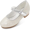 image:imageStelle Girls Mary Jane Dress Shoes Low Heel Glitter Patent Bow Kids Party Wedding Flower Girl School ShoesToddlerLittleBig KidGlitter Mary Janelight Silver
