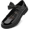image:imageStelle Girls Mary Jane Shoes School Uniform Flats Dress Shoes Detachable Bow Chunky Formal for LittleBig KidsPublack Pat