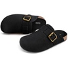 image:imageStelle Suede Clogs for Women Men Potato Shoes with Arch Support Leather Cork Footbed Mules Slip on Home SlippersBlack