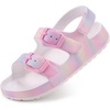 image:imageStelle Toddler Girls Adjustable Buckle Open Toe Sandals  HookandLoop Heel Strap Lightweight Construction Comfortable Fit Flexible Movement Summer Everyday Wear Toddler to Big KidsRainbow
