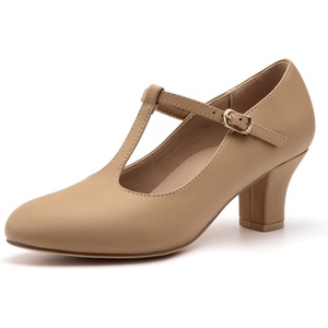 image:imageStelle 25 TStrap Character Shoes for Women  25inch heel Tstrap cushioned insole rubber outsole adjustable buckle stable fit25tan