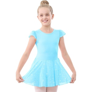 image:imageStelle Ballet Leotards for Girls Dance Leotard with Skirt Toddler Pink Ballet Outfit Ruffle Sleeve Kids Dance Dress1pool Blueshiny Skirt