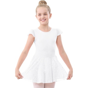 image:imageStelle Ballet Leotards for Girls Dance Leotard with Skirt Toddler Pink Ballet Outfit Ruffle Sleeve Kids Dance Dress1whiteshiny Skirt