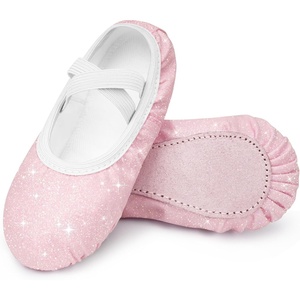 image:imageStelle Ballet Shoes for Girls Glitter  Metallic Faux Leather Ballet Slippers Dance Shoes for ToddlerLittleBig KidsPink Glitter