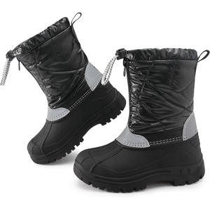 image:imageStelle Boys Girls Snow Boots for Toddler Kids Winter Outdoor Non Slip Waterproof Mid Calf Warm Shoes with Fur LinedBlack