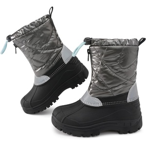 image:imageStelle Boys Girls Snow Boots for Toddler Kids Winter Outdoor Non Slip Waterproof Mid Calf Warm Shoes with Fur LinedGrey