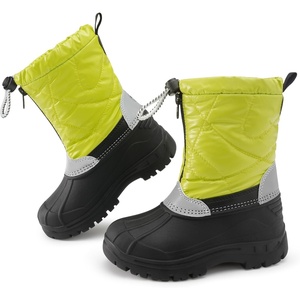 image:imageStelle Boys Girls Snow Boots for Toddler Kids Winter Outdoor Non Slip Waterproof Mid Calf Warm Shoes with Fur LinedNeon Green