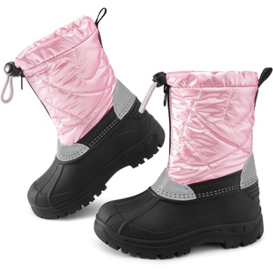 image:imageStelle Boys Girls Snow Boots for Toddler Kids Winter Outdoor Non Slip Waterproof Mid Calf Warm Shoes with Fur LinedPink
