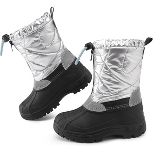 image:imageStelle Boys Girls Snow Boots for Toddler Kids Winter Outdoor Non Slip Waterproof Mid Calf Warm Shoes with Fur LinedSilver