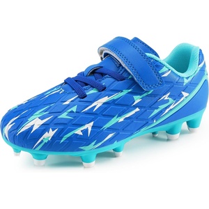 image:imageStelle Boys Soccer Cleats for Kids Girls  Cushioned Comfort Breathable Lining Firm Ground HookandLoop Strap Lightning Design BaseballampSoftball Little to Big KidsElectric Blue