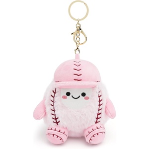 image:imageStelle Cute Softball Plush Keychain for Backpack Kawaii Fuzzy Pink Bag Charm Soft Keychain Accessories Gifts for GirlsPinksoftball