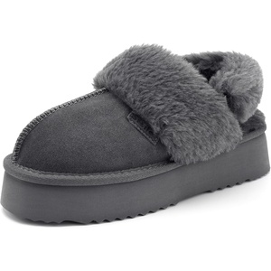 image:imageStelle Genuine Suede Platform Slippers for Women Removable Backstrap Memory Foam Indoor Outdoor WaterResistantGrey