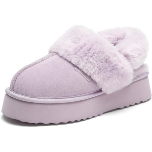 image:imageStelle Genuine Suede Platform Slippers for Women Removable Backstrap Memory Foam Indoor Outdoor WaterResistantLilac