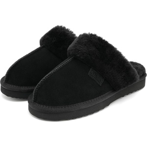 image:imageStelle Genuine Suede Slippers for Women WaterResistant Indoor Outdoor Comfortable Memory Foam Lightweight Flexible SoleBlack