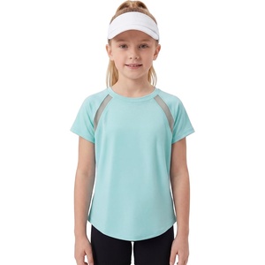 image:imageStelle Girls Athletic Shirts Short Sleeve Crewneck T Shirts Active Sports Top Soccer Gym Workout Tshirt Summer Tees for KidAqua Blue07