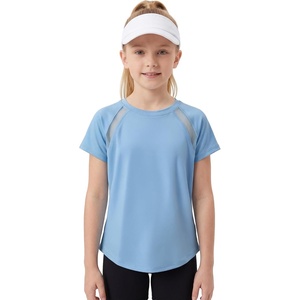 image:imageStelle Girls Athletic Shirts Short Sleeve Crewneck T Shirts Active Sports Top Soccer Gym Workout Tshirt Summer Tees for KidLight Blue07
