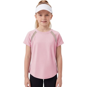 image:imageStelle Girls Athletic Shirts Short Sleeve Crewneck T Shirts Active Sports Top Soccer Gym Workout Tshirt Summer Tees for KidLight Pink