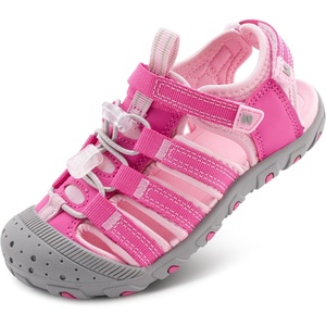 image:imageStelle Girls ClosedToe Water Hiking Beach Outdoor Sport Sandals  Adjustable HookandLoop Straps Boys amp Girls Athletic Shoes Summer Everyday Wear QuickDrying Materials Toddler to Big KidsFuchsia