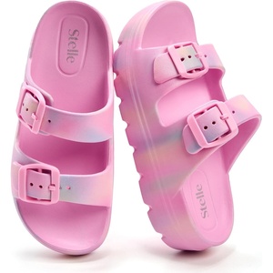 image:imageStelle Girls Double Buckle Slide Sandals Boy Slippers Kids Summer Shoes Shower Beach Pool Slip on CloudsCotton Candy Ombre