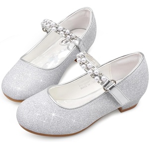 image:imageStelle Girls Dress Shoes Flower Girl Shoe Mary Jane Low Heels for Wedding ToddlerLittleBig KidSilvershiny Strap