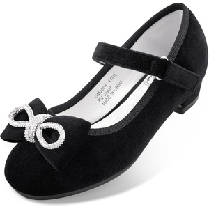 image:imageStelle Girls Dress Shoes Flower Girls Wedding Party Low Heels with Bow for Toddler and KidsBlackvelvet